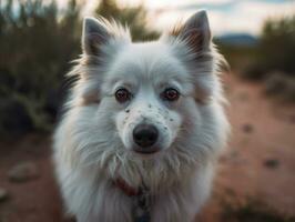 American Eskimo dog created with Generative AI technology photo