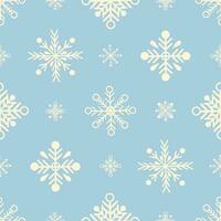 Seamless pattern with white snowflakes on light blue background. New Year illustration in a flat style vector