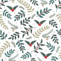 Christmas pattern with floral elements vector