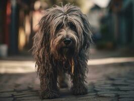 Bergamasco dog created with Generative AI technology photo