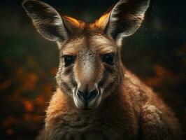 Kangaroo portrait created with Generative AI technology photo