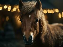 Pony portrait created with Generative AI technology photo