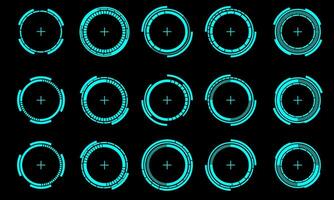 Set of sci fi blue circle user interface elements technology futuristic design modern creative on black background vector