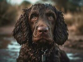 American Water Spaniel dog created with Generative AI technology photo