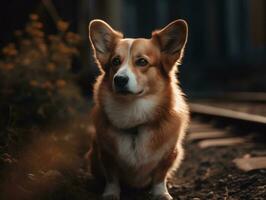 Corgi dog created with Generative AI technology photo