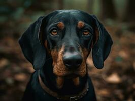 Black and Tan Coonhound dog created with Generative AI technology photo