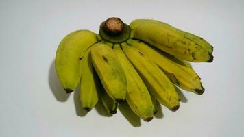 plátano aislado blanco, un popular Fruta ese es fácil a comer por quitando sus grueso piel, musa paradisíaco, contiene vitaminas a, C, y b6 a aumentar el cuerpo inmunidad. foto