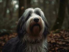 Bearded Collie dog created with Generative AI technology photo