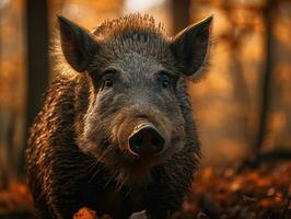 Boar portrait created with Generative AI technology photo