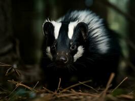 Skunk portrait created with Generative AI technology photo