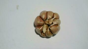 Top view garlic and onion isolated white photo