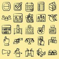 Icon set of general election. Indonesian general election elements. Icons in hand drawn style. Good for prints, posters, infographics, etc. vector