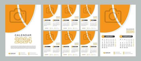 2024 vertical wall calendar template design on isolated background vector