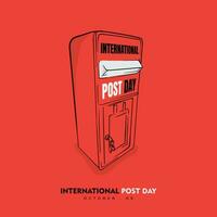 Post box in hand drawn template design for international post day campaign vector