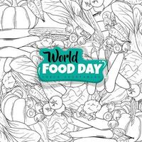 White background of vegetables hand drawn design for world food day campaign vector
