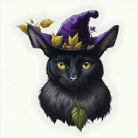 Black cat with witch hat photo