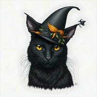 Black cat with witch hat photo