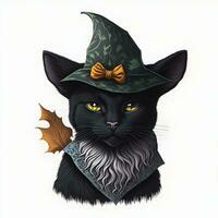 Black cat with witch hat photo