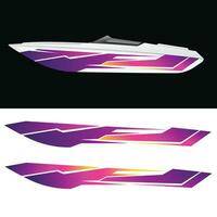 motor boat wrapping sticker design vector. motorboat body stickers vector