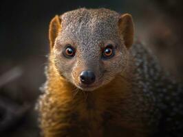 Mongoose portrait created with Generative AI technology photo