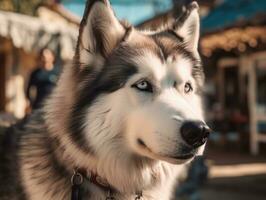 Alaskan Malamute dog created with Generative AI technology photo