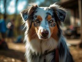 Australian Shepherd dog created with Generative AI technology photo