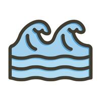 Waves Vector Thick Line Filled Colors Icon For Personal And Commercial Use.