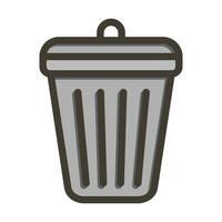Dustbin Vector Thick Line Filled Colors Icon For Personal And Commercial Use.