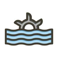 Tidal Power Vector Thick Line Filled Colors Icon For Personal And Commercial Use.