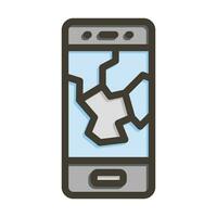 Broken Phone Vector Thick Line Filled Colors Icon For Personal And Commercial Use.