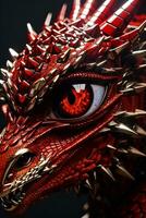 Zoom Out Red Dragon Eye Ai Generative photo