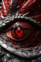 Zoom Out Red Dragon Eye Ai Generative photo