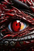 Zoom Out Red Dragon Eye Ai Generative photo