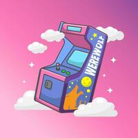 vector cute arcade machine game cartoon vector icon illustration holiday technology isolated flat