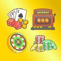 vector casino equipment symbols accessories glossy set sticker pack