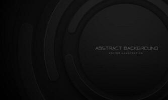 Abstract black circle curve rotate paper cut style geometric design modern futuristic technology creative background vector