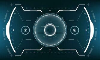 HUD sci-fi interface screen view white geometric on blue design virtual reality futuristic technology creative display vector