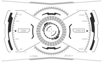 hud ciencia ficción interfaz pantalla ver gris geométrico en blanco diseño virtual realidad futurista tecnología creativo monitor vector