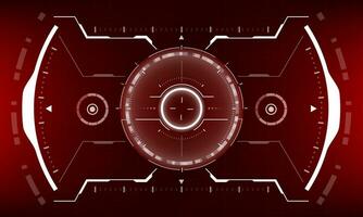 HUD sci-fi interface screen view white geometric on red design virtual reality futuristic technology creative display vector