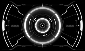 HUD sci-fi interface screen view white geometric on black design virtual reality futuristic technology creative display vector