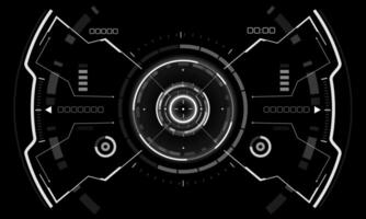 HUD sci-fi interface screen view white geometric on black design virtual reality futuristic technology creative display vector