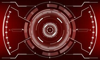 HUD sci-fi interface screen view white geometric on red design virtual reality futuristic technology creative display vector