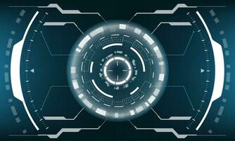 HUD sci-fi interface screen view white geometric on blue design virtual reality futuristic technology creative display vector