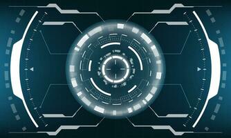 HUD sci-fi interface screen view white geometric on blue design virtual reality futuristic technology creative display vector