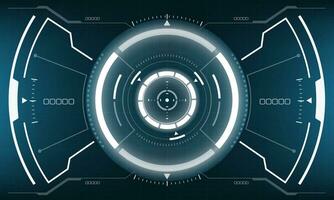 HUD sci-fi interface screen view white geometric on blue design virtual reality futuristic technology creative display vector