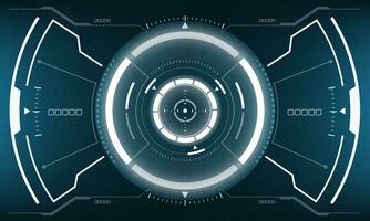 HUD sci-fi interface screen view white geometric on blue design virtual reality futuristic technology creative display vector