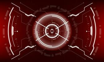 HUD sci-fi interface screen view red geometric design virtual reality futuristic technology creative display vector