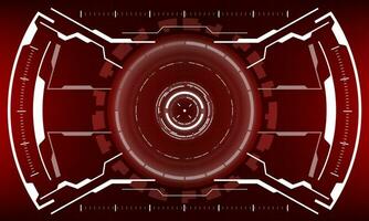 HUD sci-fi interface screen view white geometric on red design virtual reality futuristic technology creative display vector