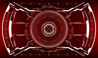 HUD sci-fi interface screen view white geometric on red design virtual reality futuristic technology creative display vector