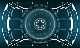 HUD sci-fi interface screen view white geometric on blue design virtual reality futuristic technology creative display vector